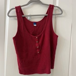 Red button up crop tank top from old navy